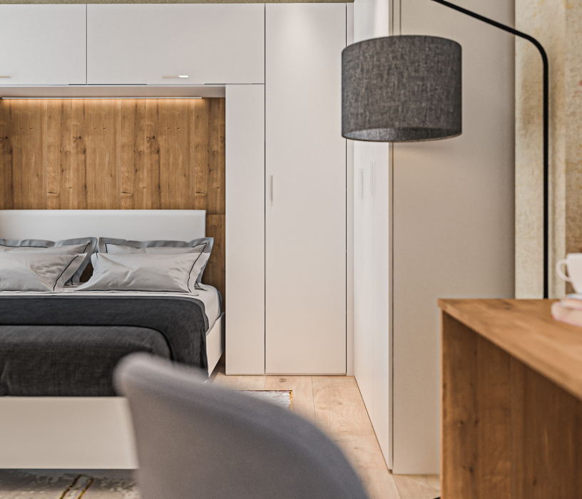 Спальные гарнитуры, Мальта спальня, кровать 160 см с подъемным механизмом Белый, Дуб Гамильтон