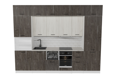Кухонный гарнитур Сиена люкс 3,0 м Дуб грей/Бетон темный ЛДСП