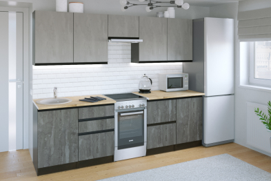 Кухонный гарнитур Симфония мега 2,5 м Бетон светлый/Бетон темный ЛДСП