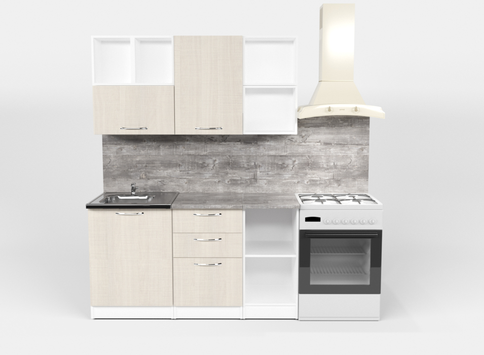 Кухонные гарнитуры, Кухонный гарнитур Лариса нормал 3 1,5 м Латте ЛДСП