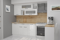 Кухонные гарнитуры, Кухня Жасмин стандарт 1,6 м Белый глянец ЛДСП