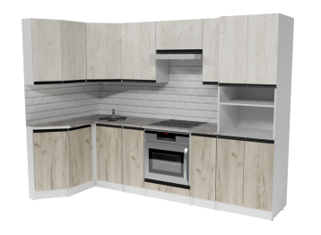 Кухонный гарнитур Паола гранд прайм 2,6 х 1,4 м Дуб грей/Дуб Браун ЛДСП