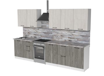 Кухонный гарнитур Нефрит 2,5 м Бетон темный/Бетон светлый ЛДСП