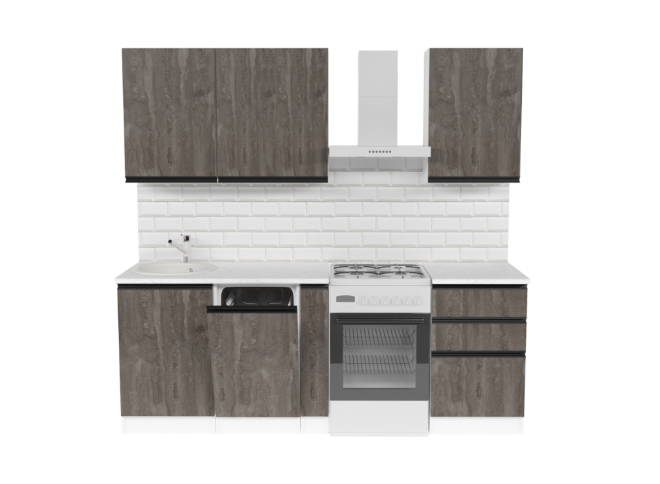 Кухонные гарнитуры, Кухонный гарнитур Ноктюрн стандарт 1,6 м Бетон темный ЛДСП