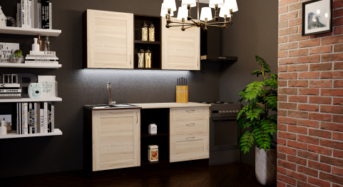 Кухонный гарнитур Томилла стандарт 5 1,6 м Квадро Дуб Сонома ЛДСП