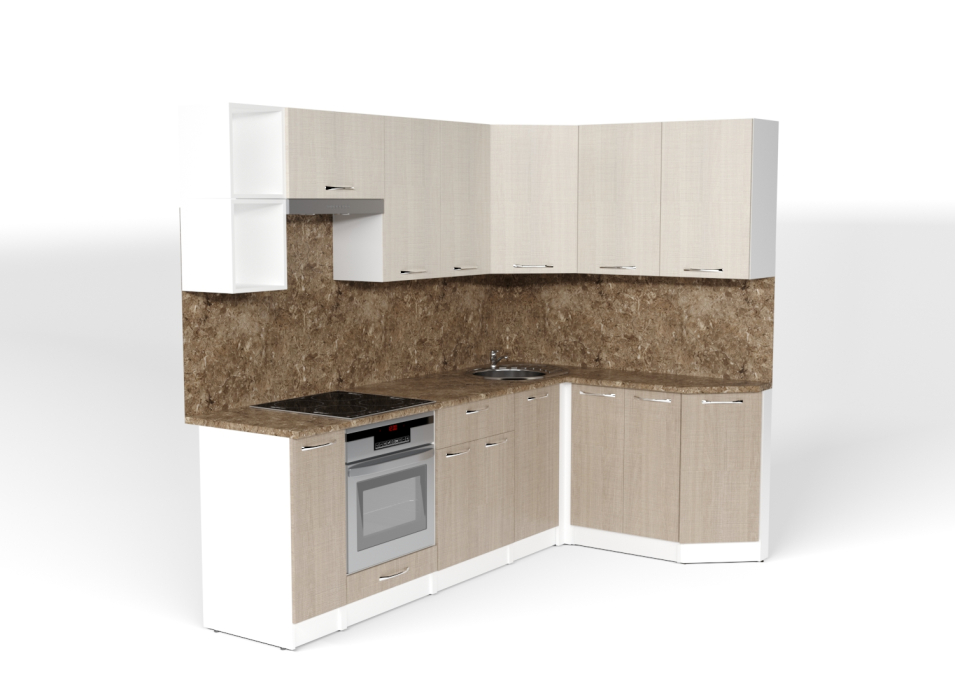 Кухонные гарнитуры, Кухонный гарнитур Ольга прайм 5 2,3 х 1,5 м Латте / Карамель ЛДСП