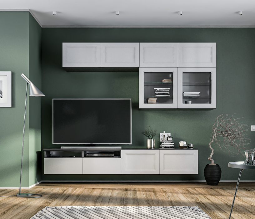 Стенки для гостиной, Гостиная Тренд Диамант серый/МДФ Modern Светло-серый