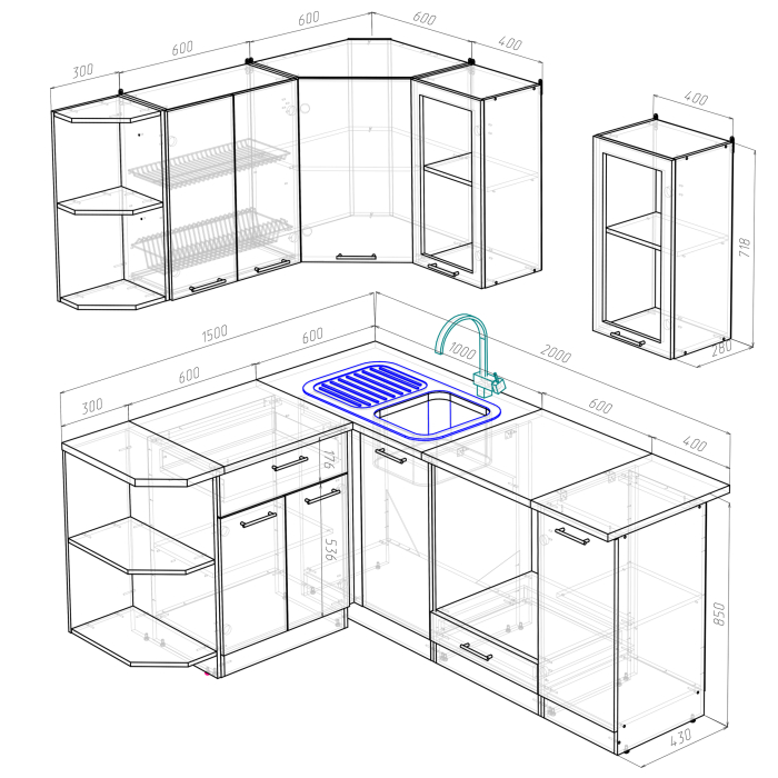 Кухонные гарнитуры, Кухонный гарнитур Лариса прайм 3 1,5 х 2,0 м Латте ЛДСП