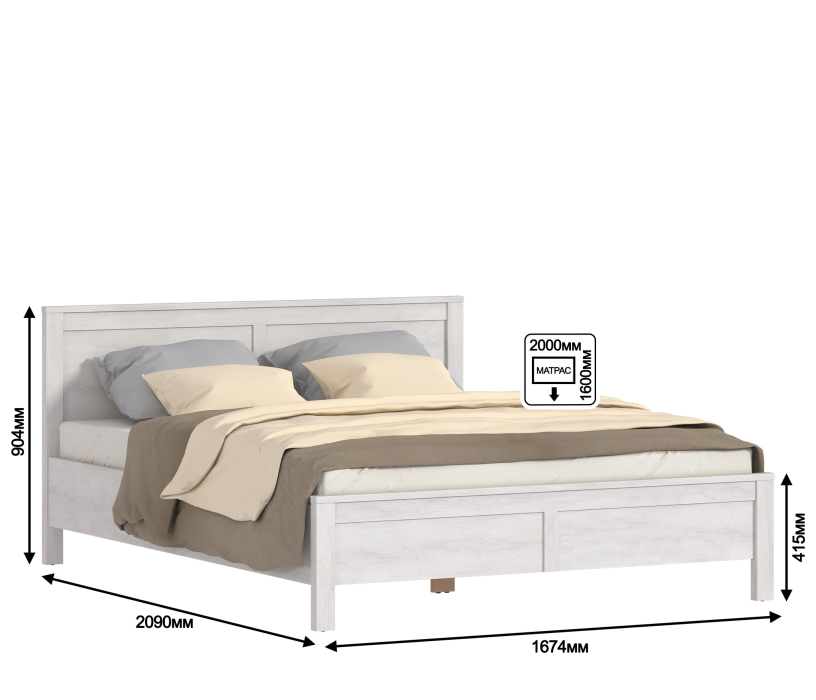 Кровати 160 см, Кровать 1600 Прованс СБ-2562