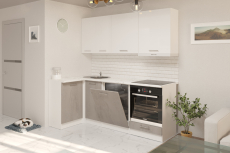 Кухонные гарнитуры, Кухонный гарнитур Терция прайм 1,1 х 2,0 м Белый глянец/Бетон Светлый ЛДСП