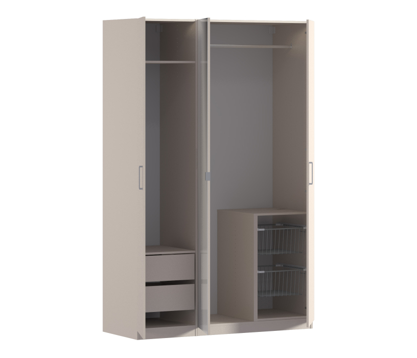 Для одежды, Шкаф трехдверный МАКС с зеркалом Кашемир серый