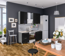 Кухонные гарнитуры, Анна Черный Металлик L-2000