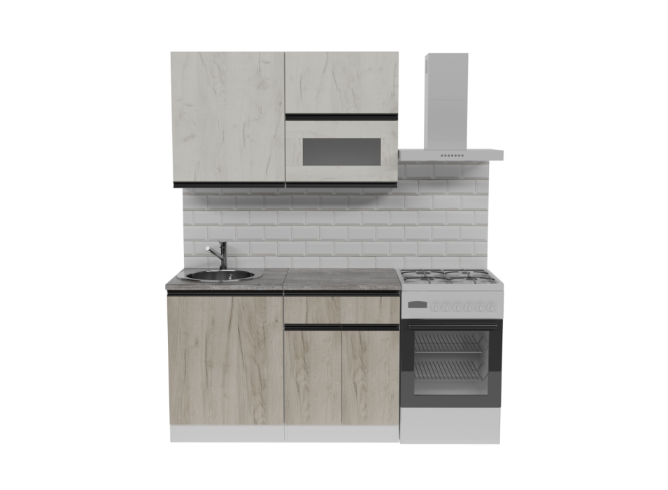 Кухонные гарнитуры, Кухонный гарнитур Паола лайт 1,2 м Дуб грей/Дуб Браун ЛДСП