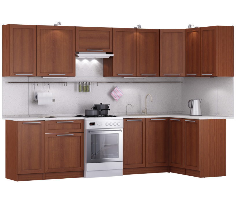 Кухонные гарнитуры, Кухня Квадро Ангелина угловая 300*140 см.