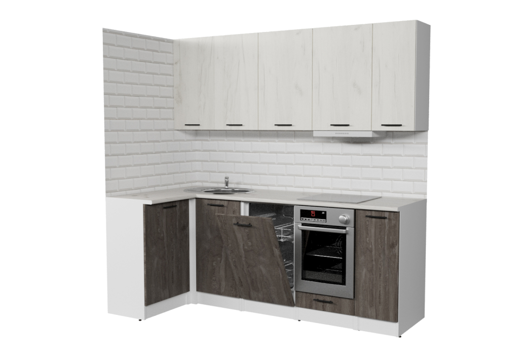 Кухонные гарнитуры, Кухонный гарнитур Сиена прайм 0,4 х 1,1 х 2,0 м Дуб грей/Бетон темный ЛДСП