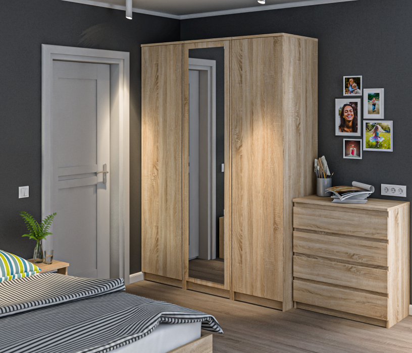 Для одежды, Шкаф 1 дверный с зеркалом Веста СБ-2260