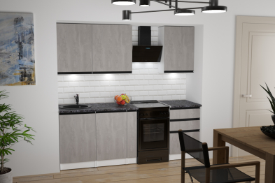 Кухонный гарнитур Сюита стандарт 1,6 м Бетон светлый ЛДСП