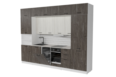 Кухонный гарнитур Сиена люкс 3,0 м Дуб грей/Бетон темный ЛДСП