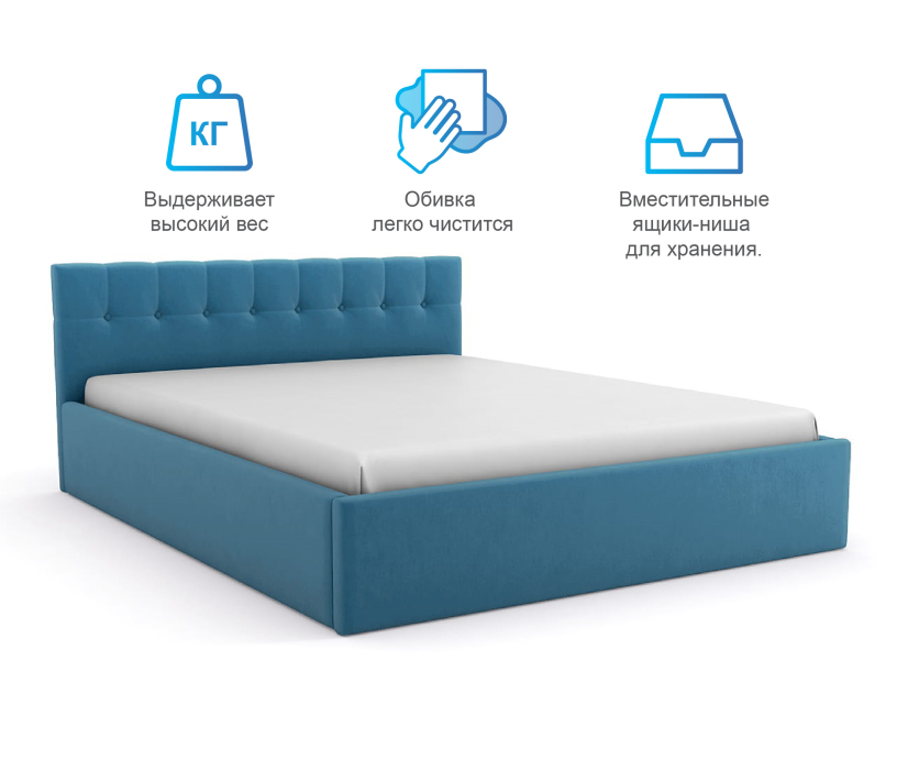 Двуспальные, Кровать Спейс мини 1600 с ламелями, велюр