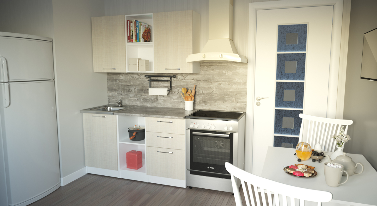 Кухонные гарнитуры, Кухонный гарнитур Лариса медиум 4 1,4 м Латте ЛДСП