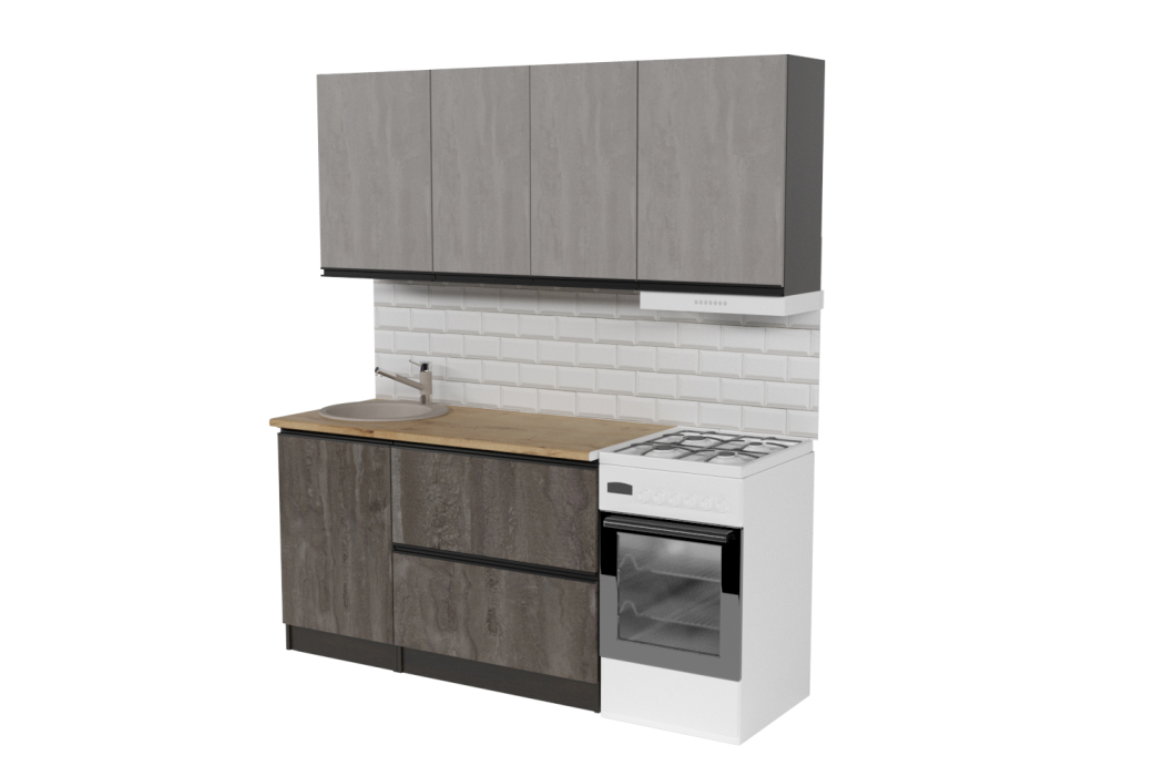 Кухонные гарнитуры, Кухонный гарнитур Симфония макси 1,8 м Бетон светлый/Бетон темный ЛДСП
