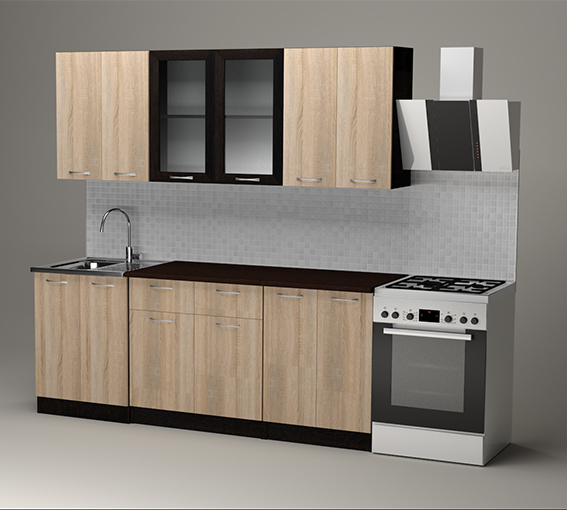 Кухонные гарнитуры, Кухонный гарнитур Сабрина ультра 2,0 м Дуб Сонома ЛДСП