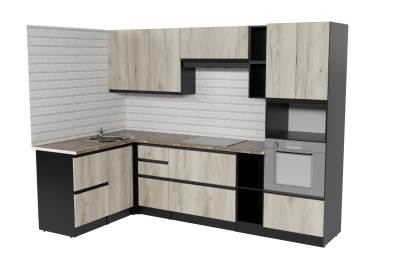 Кухонный гарнитур Равенна мега прайм 1,5 х 2,7 м Дуб браун ЛДСП