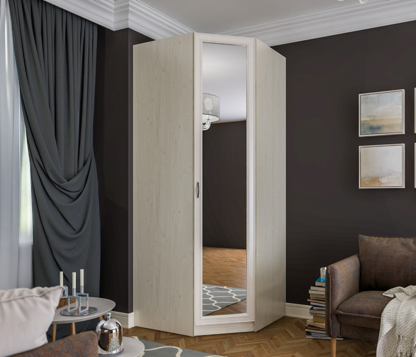 Для одежды, Шкаф угловой Гранд / Ливерпуль СБ-3513 Дуб Приморский Белый/МДФ Классика Светлый