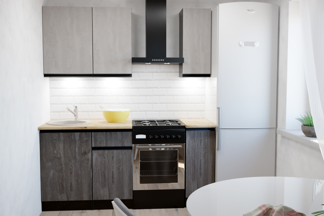 Кухонные гарнитуры, Кухонный гарнитур Симфония лайт 1,2 м Бетон светлый/Бетон темный ЛДСП