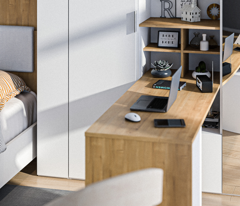 Спальные гарнитуры, Мальта Спальня кровать с подъемным механизмом, рабочий стол