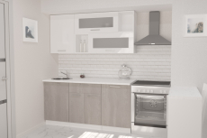 Кухонные гарнитуры, Кухонный гарнитур Терция стандарт 1,6 м Белый глянец/Бетон Светлый ЛДСП