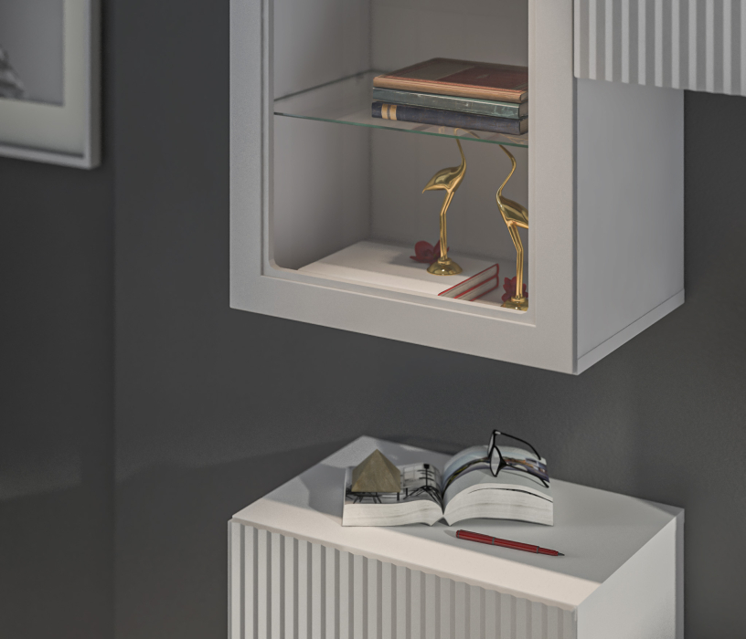 Стенки для гостиной, Гостиная (стенка) Тренд Белый/МДФ Джаз Светло-серый/МДФ Modern Светло-серый