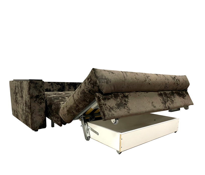 Диваны с ящиком для белья, Диван Аккордеон НПБ 1280 Plush с накладками МДФ, с коробом для белья