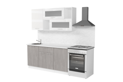 Кухонный гарнитур Терция стандарт 1,6 м Белый глянец/Бетон Светлый ЛДСП