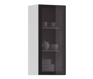 Регина РП-140 Полка Белый/Витрина алюминий Черный матовый/стекло Бронза