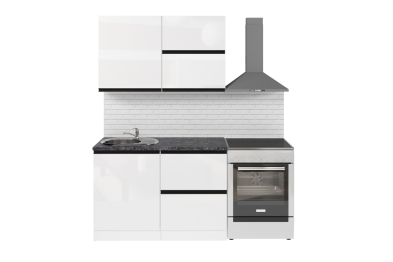 Кухонный гарнитур Лотос лайт 1,2 м Белый глянец ЛДСП