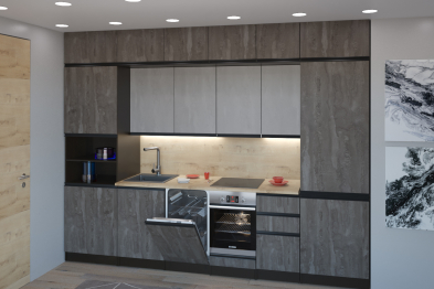 Кухонный гарнитур  Симфония люкс 3,0 м Бетон светлый/Бетон темный ЛДСП