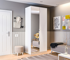 Для одежды, Шкаф 2х дверный 1000 с зеркалом и 3-я ящиками МАКС Белый