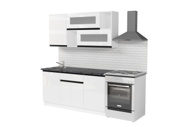 Кухонный гарнитур Лотос стандарт 1,6 м Белый глянец ЛДСП