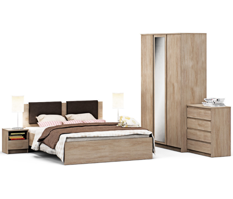 Спальные гарнитуры, Веста набор для спальни Дуб Сонома с кроватью с подъемным механизмом