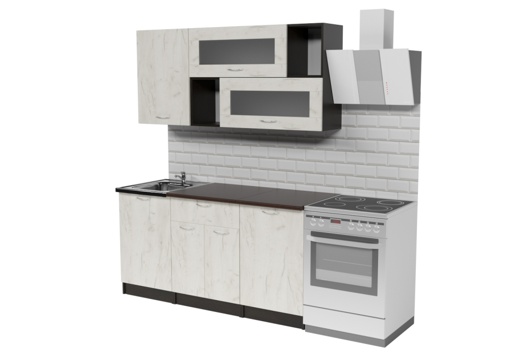 Кухонные гарнитуры, Кухонный гарнитур Лоретта стандарт 1,6 м Дуб грей ЛДСП