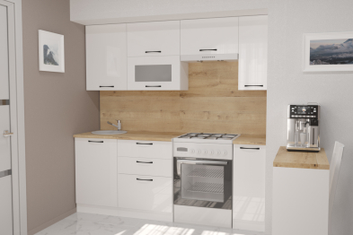 Кухня Жасмин ультра 2,0 м Белый глянец ЛДСП