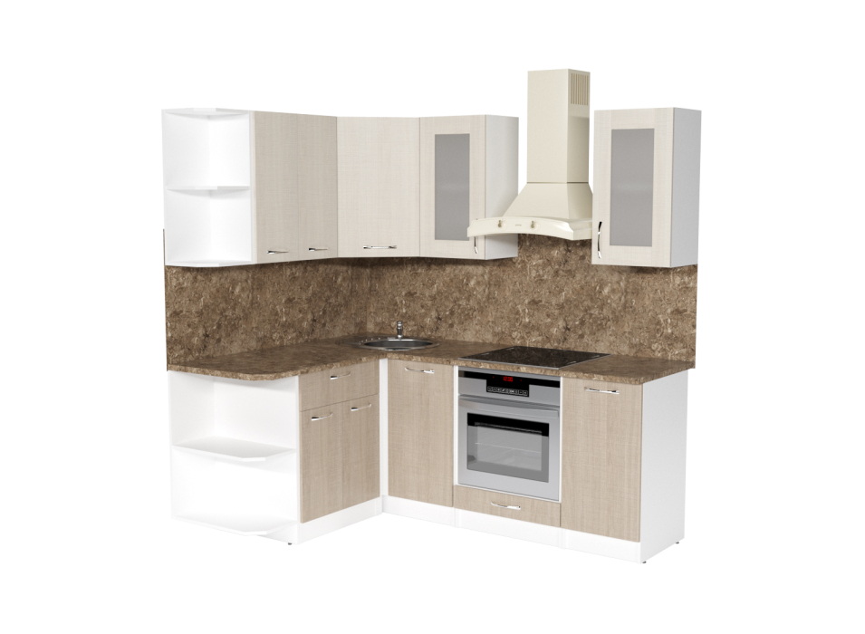 Кухонные гарнитуры, Кухонный гарнитур Ольга прайм 3 1,5 х 2,0 м Латте / Карамель ЛДСП