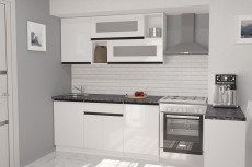 Кухонные гарнитуры, Кухонный гарнитур Лотос стандарт 1,6 м Белый глянец ЛДСП