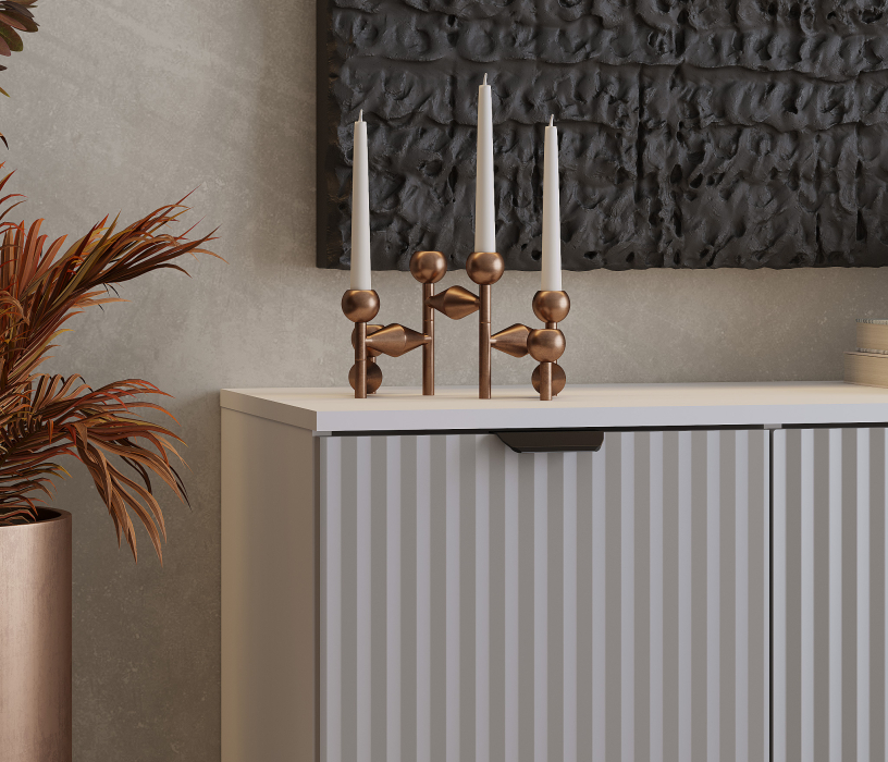 Комоды, Комод Тренд СБ-3447 2 ящика, 1 дверь Белый Альпийский/МДФ Джаз Серый