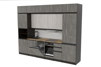 Кухонный гарнитур  Симфония люкс 3,0 м Бетон светлый/Бетон темный ЛДСП