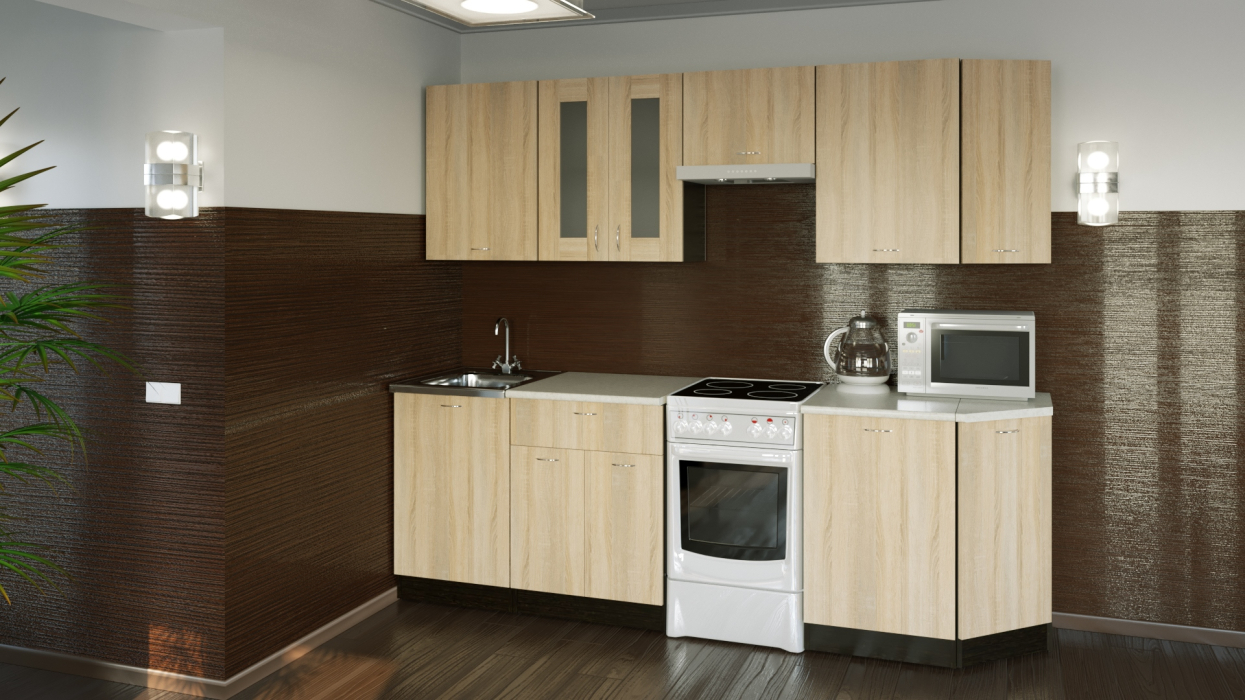 Кухонные гарнитуры, Кухонный гарнитур Симона базис 2,4 м Дуб Сонома ЛДСП