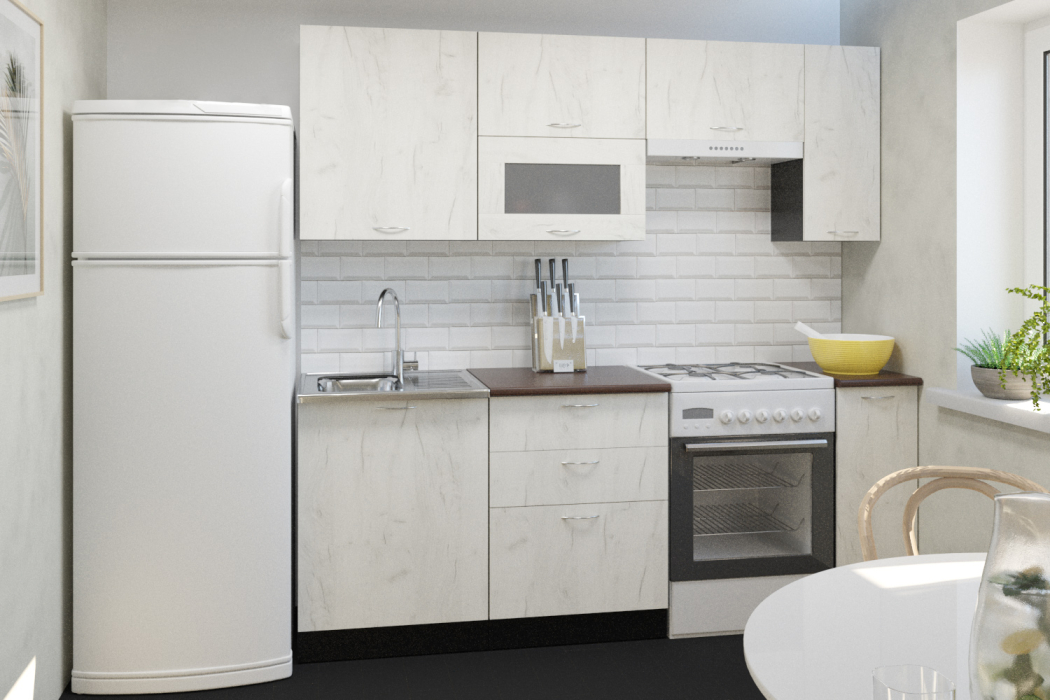 Кухонные гарнитуры, Кухонный гарнитур Лоретта ультра 2,0 м Дуб грей ЛДСП