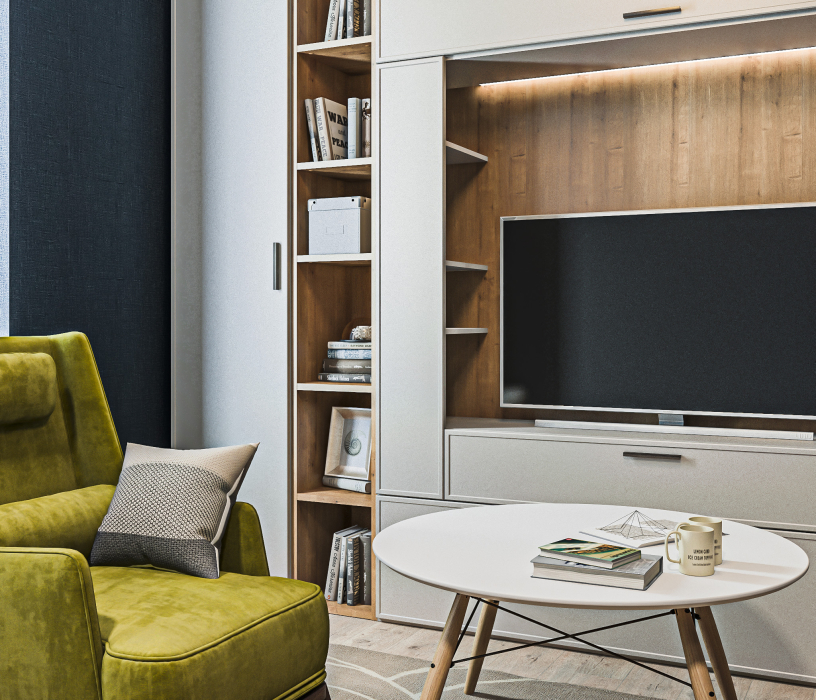 Стенки для гостиной, Гостиная (стенка) Милан Серый, Дуб Гамильтон/МДФ Светло серый