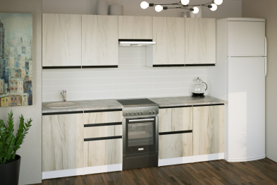 Кухонный гарнитур Паола мега 2,5 м Дуб грей/Дуб Браун ЛДСП